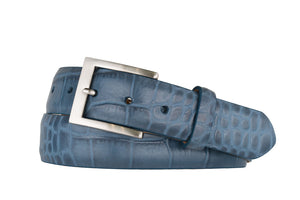 Embossed Crocodile Belt with Brushed Nickel Buckle