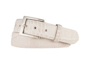 Embossed Crocodile Belt with Brushed Nickel Buckle