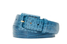 Embossed Crocodile Belt with Covered Buckle - Blue