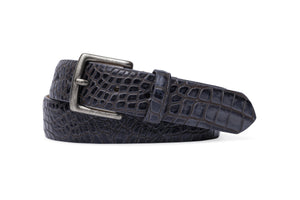Two-Toned Embossed Crocodile Belt with Antique Silver Buckle