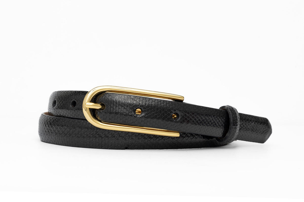 Skinny Karung Belt with Long Gold Buckle