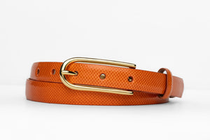 Skinny Karung Belt with Long Gold Buckle