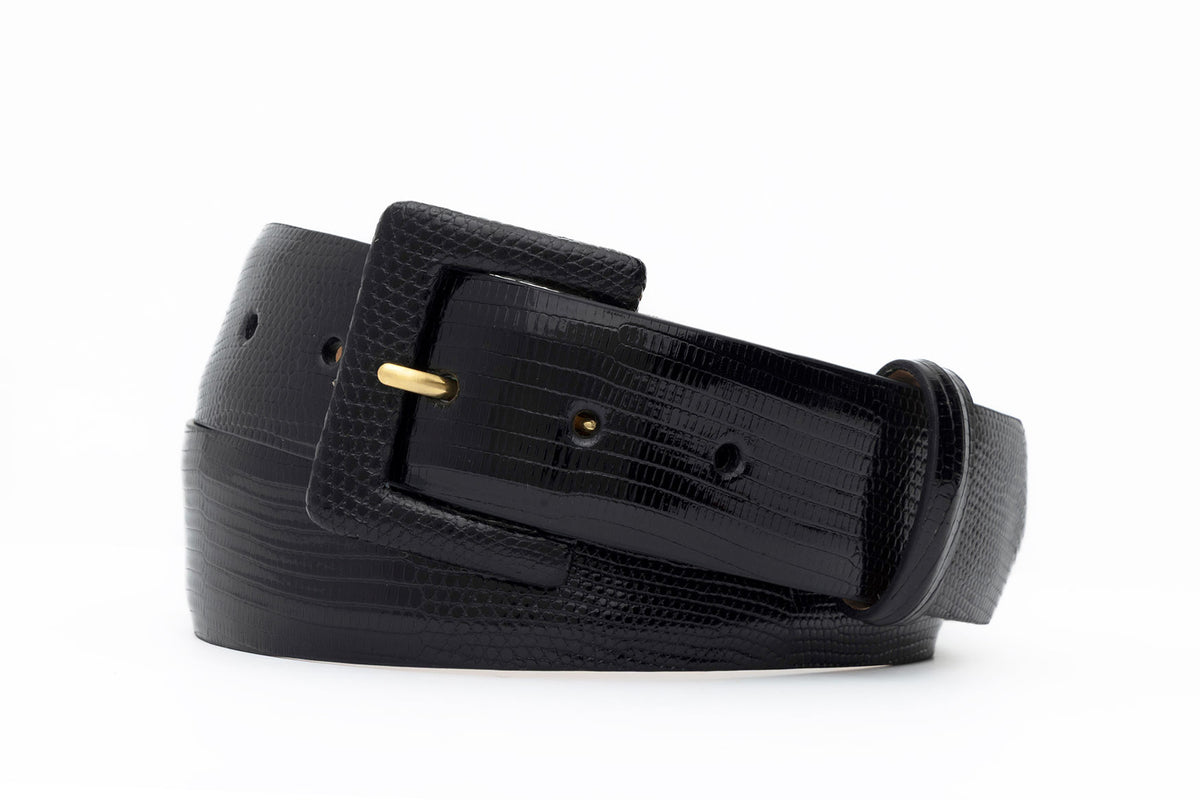 Lizard Belt with Covered Buckle