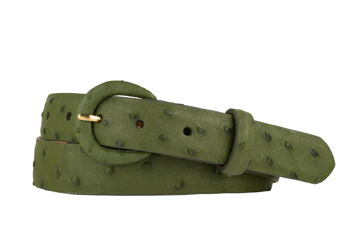Ostrich Belt with Covered Buckle