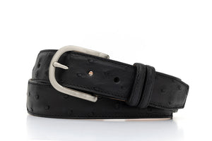 Quilled Ostrich Belt with Brushed Nickel Buckle