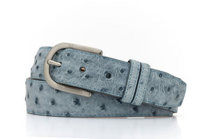 Quilled Ostrich Belt with Brushed Nickel Buckle