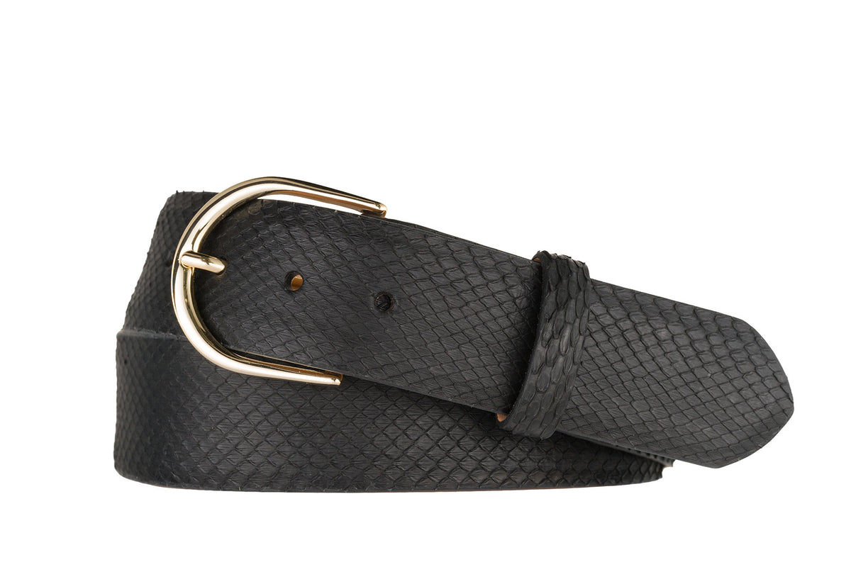 Python Belt with Brushed Gold Buckle