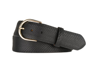 Python Belt with Brushed Gold Buckle