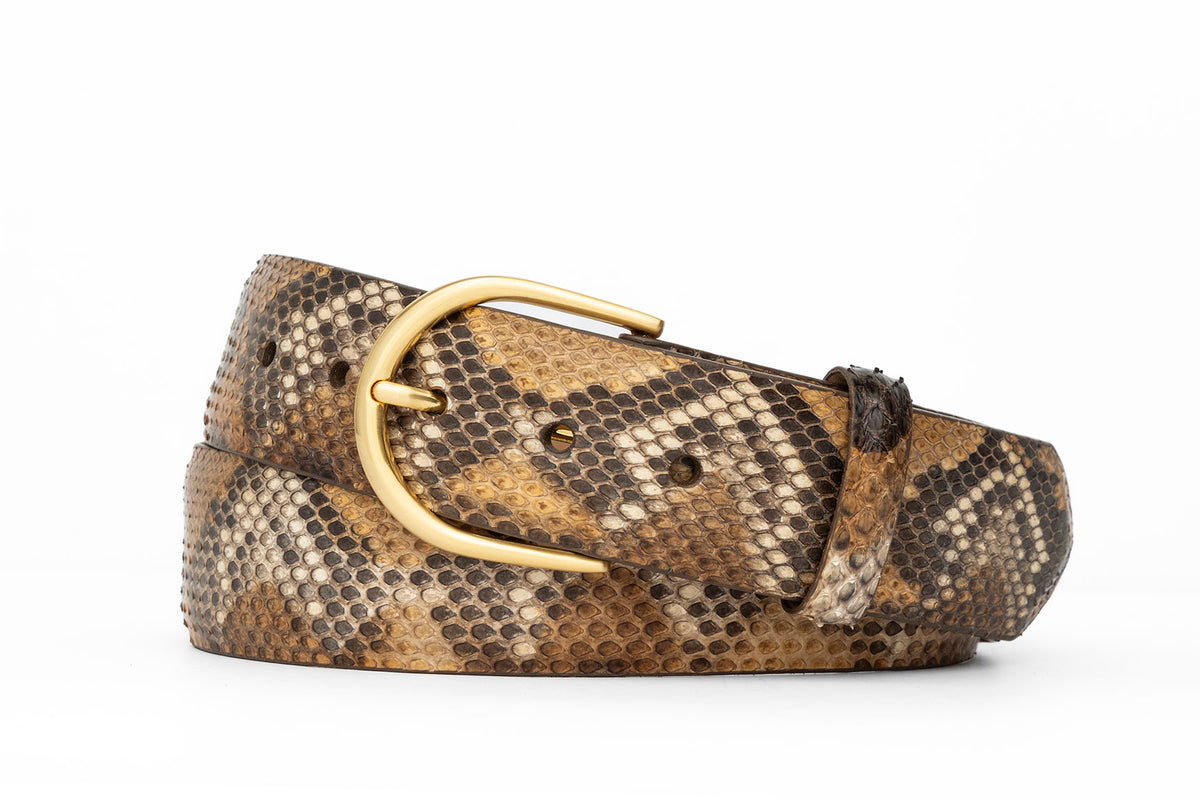 Python Belt with Brushed Gold Buckle