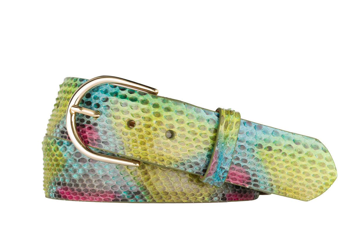 Python Belt with Brushed Gold Buckle