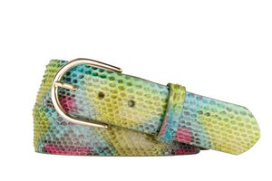 Python Belt with Brushed Gold Buckle