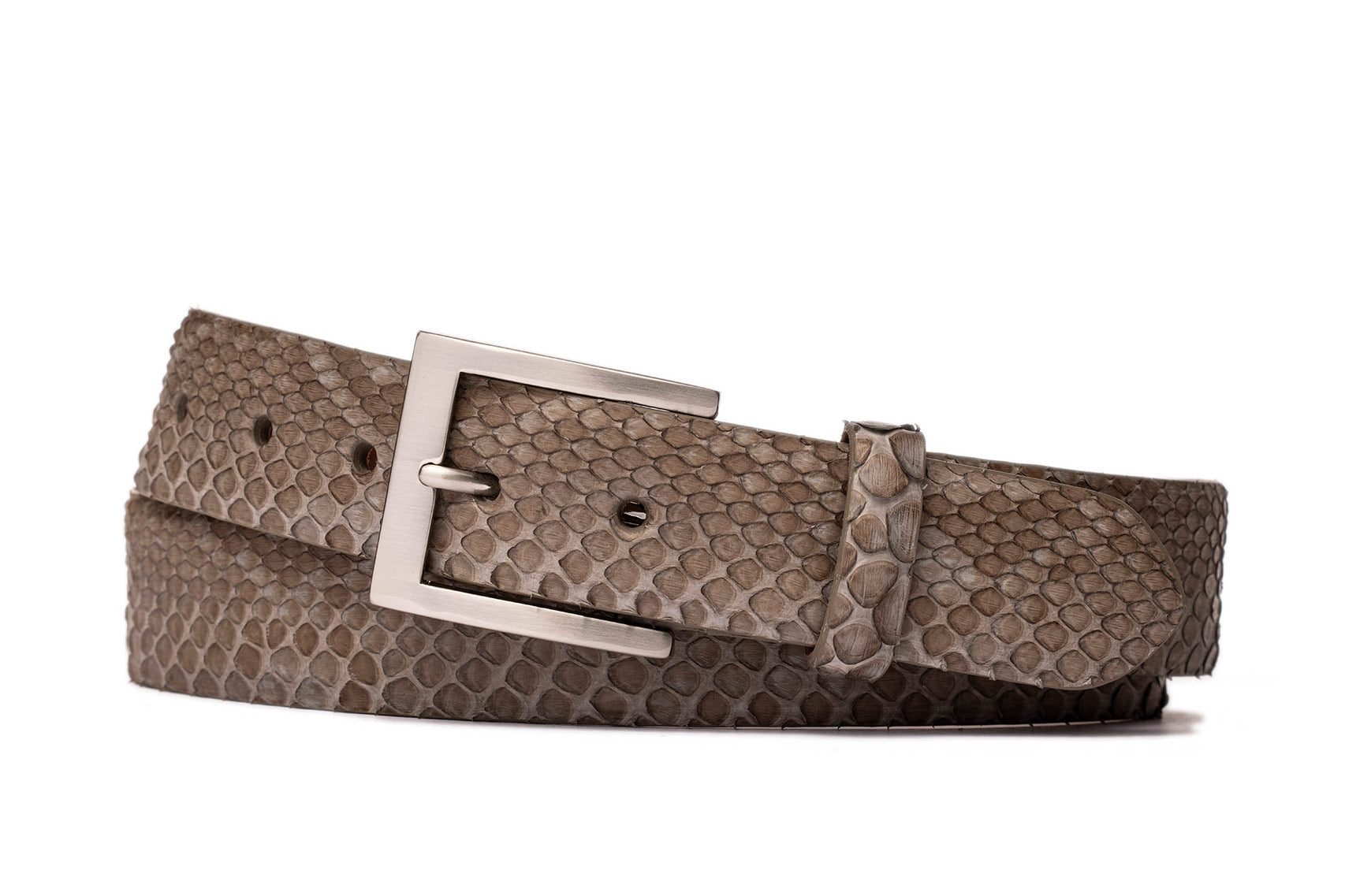Python Belt with Brushed Nickel Buckle | Exotic Leather - w.kleinberg