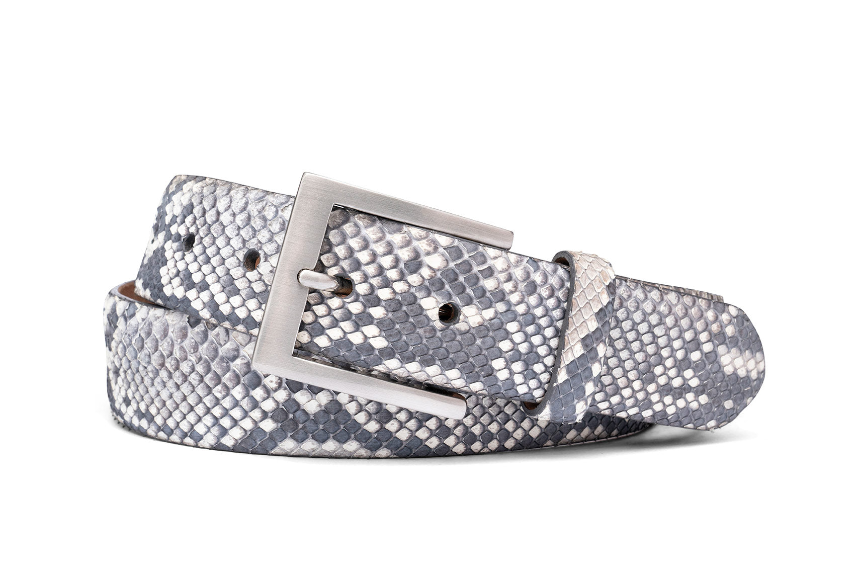 高評価の贈り物 Nickel Brushed with Belt Python Buckle w - Leather Exotic | 小物