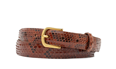 Skinny Python Belt with Brushed Gold Buckle