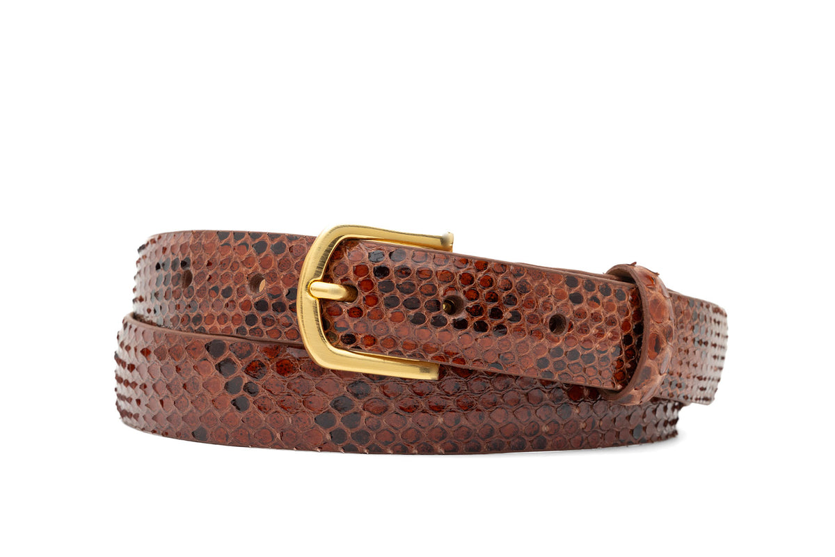 Skinny Python Belt with Brushed Gold Buckle