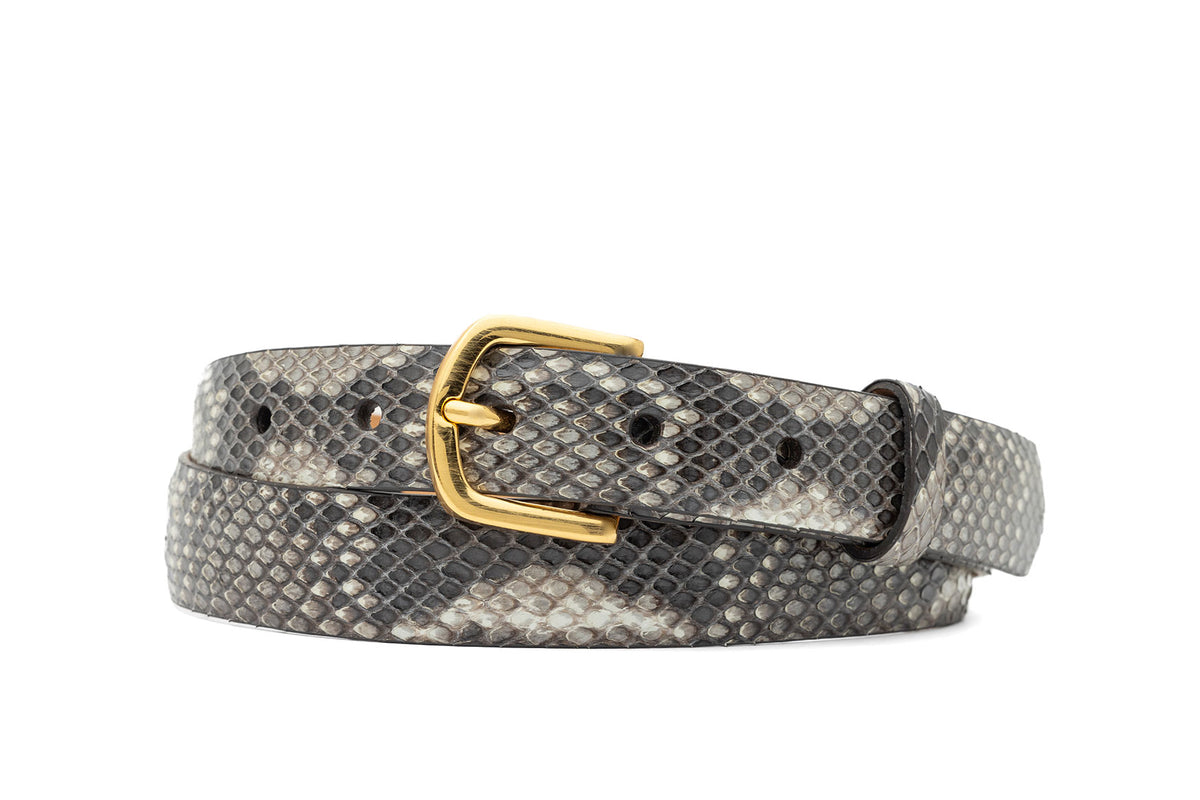 Skinny Python Belt with Brushed Gold Buckle