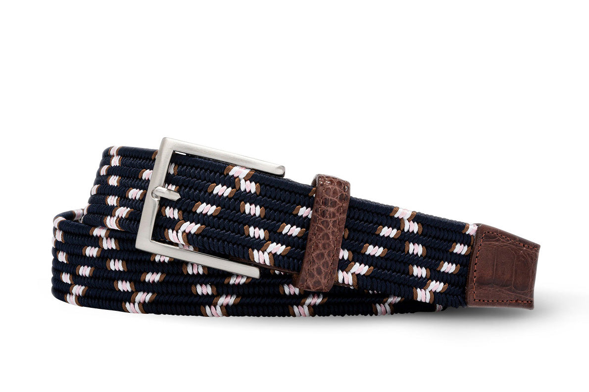 Hartford Stretch Belt with Croc Tabs and Brushed Nickel Buckle