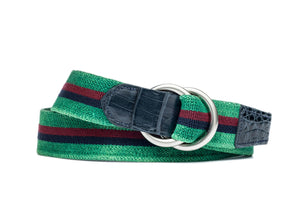 Linen Stretch Belt with Croc Tabs and O-ring Buckles