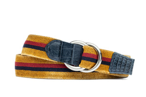 Linen Stretch Belt with Croc Tabs and O-ring Buckles