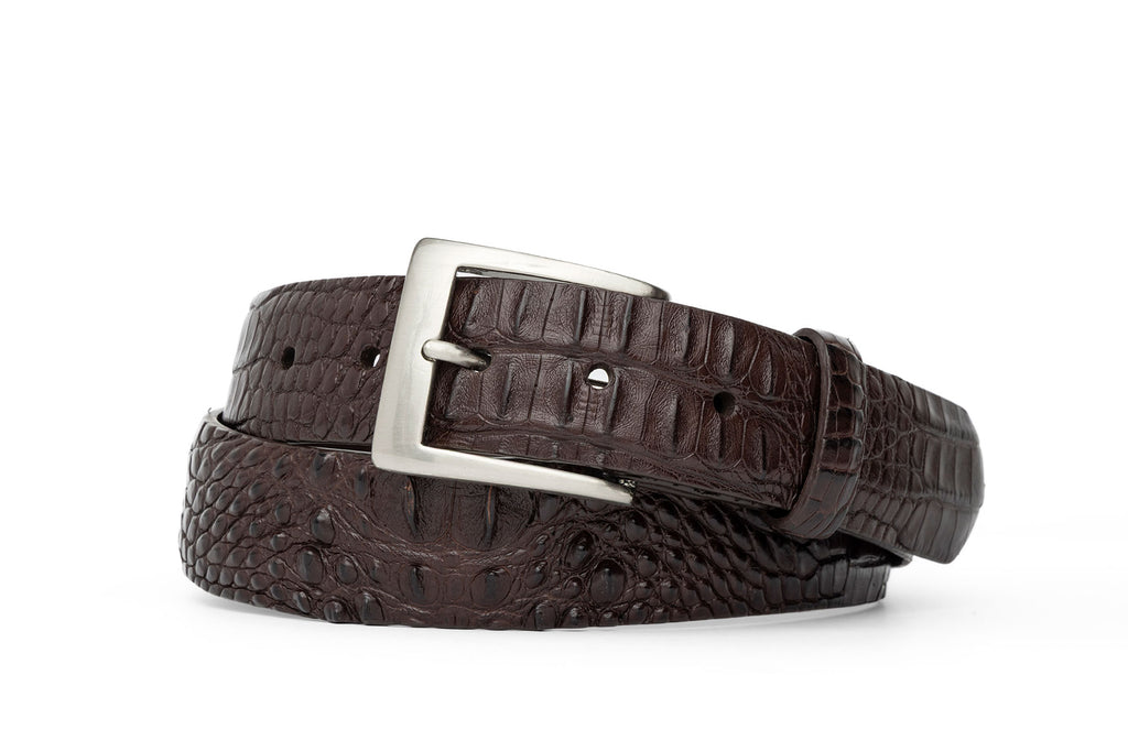 Hornback Alligator Belt with Brushed Nickel Buckle - w.kleinberg