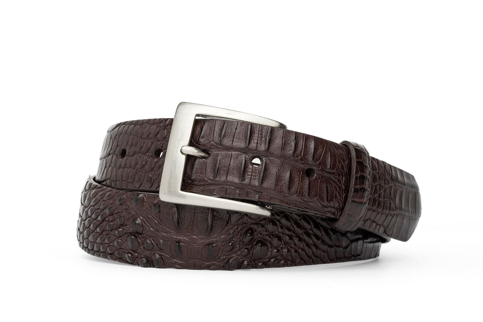 Hornback Alligator Belt with Brushed Nickel Buckle
