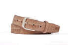 Nubuck Crocodile Belt with Antique Silver Buckle - Cognac