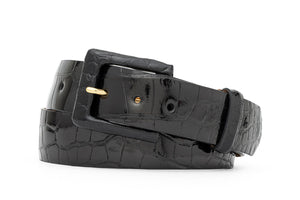 Glazed Alligator Belt with Covered Buckle
