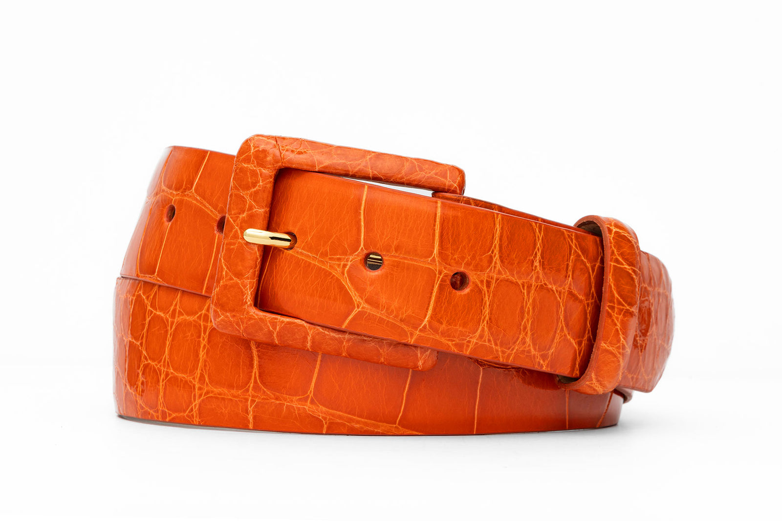 Glazed Alligator Belt with Covered Buckle