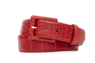 Matte Alligator Belt with Covered Buckle - Red