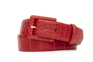 Matte Alligator Belt with Covered Buckle