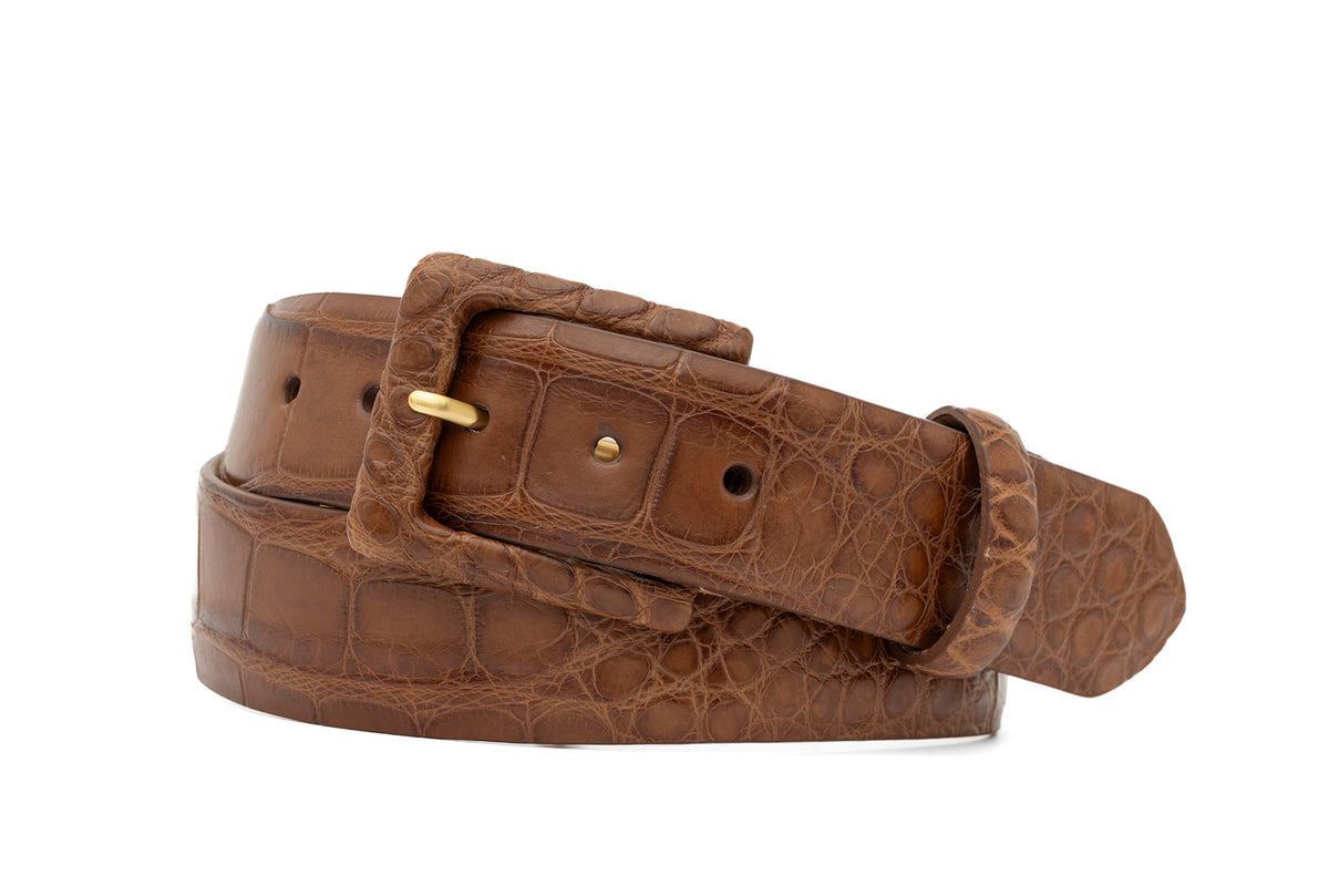 Matte Alligator Belt with Covered Buckle