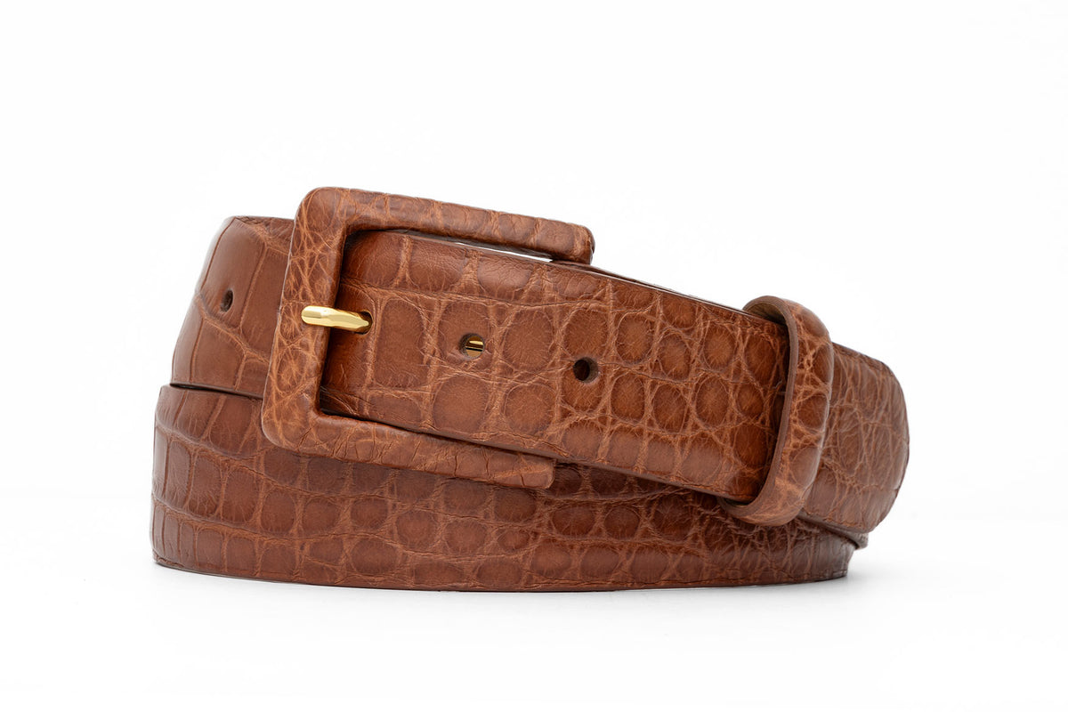 Matte Alligator Belt with Covered Buckle