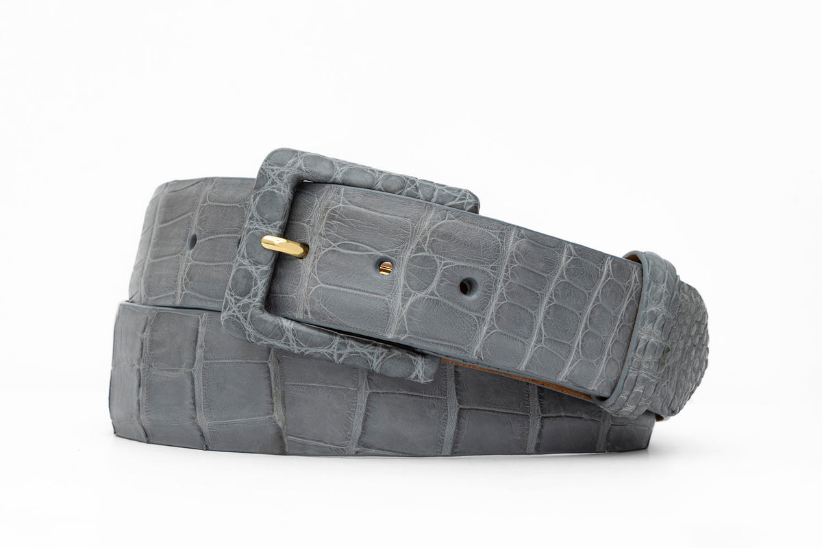 Matte Alligator Belt with Covered Buckle
