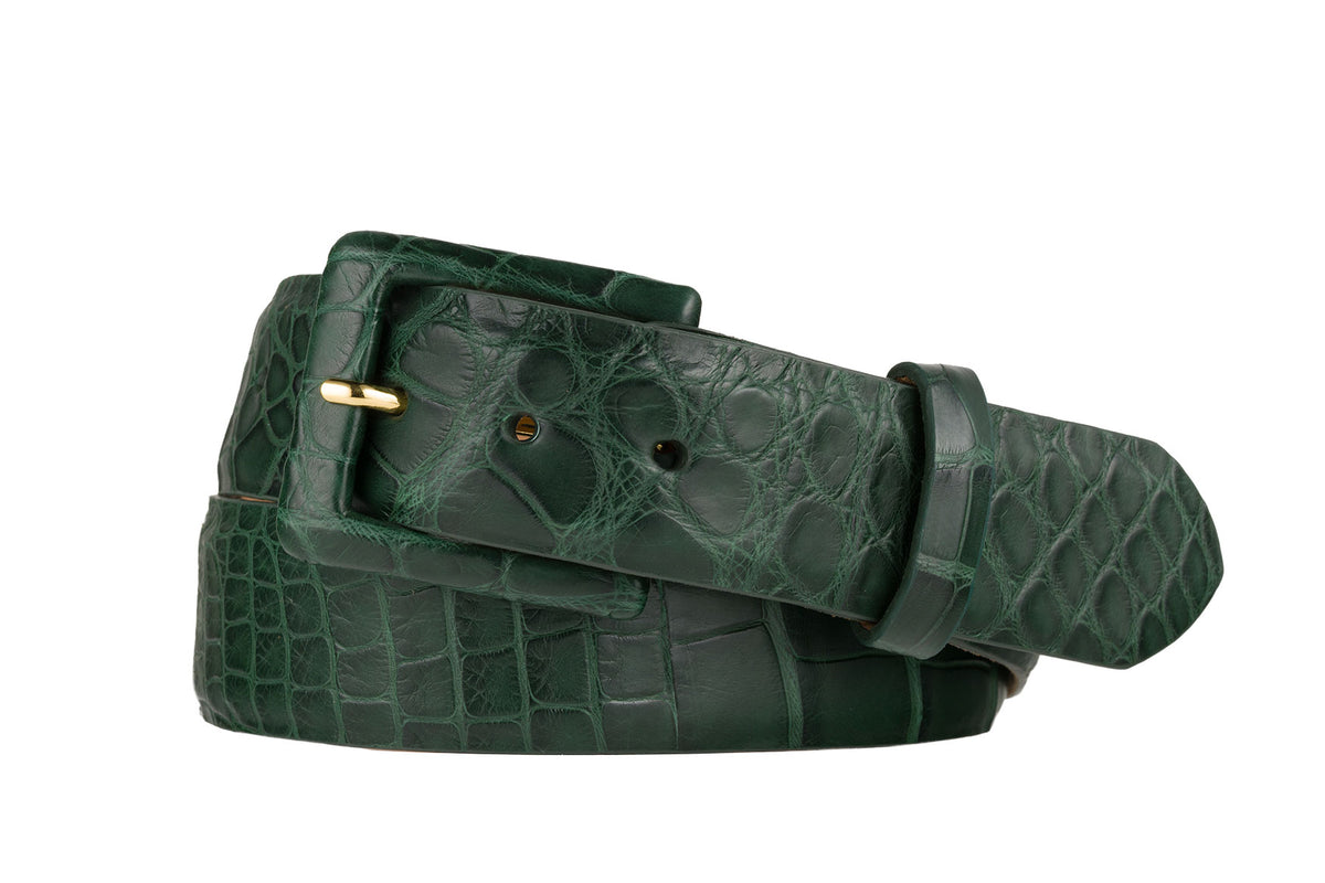 Matte Alligator Belt with Covered Buckle