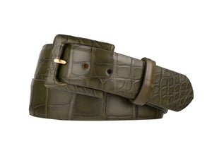 Matte Alligator Belt with Covered Buckle