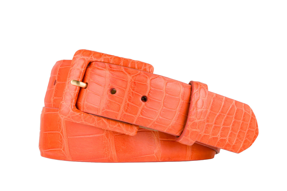 Matte Alligator Belt with Covered Buckle