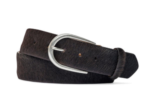 Calf Hair Belt with Antique Silver Buckle