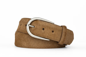 Calf Hair Belt with Antique Silver Buckle