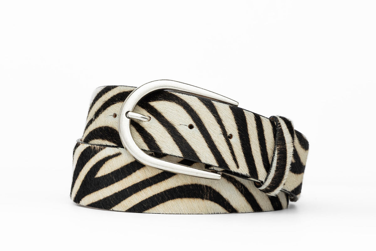 Calf Hair Belt with Antique Silver Buckle