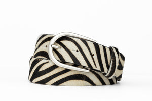 Calf Hair Belt with Antique Silver Buckle