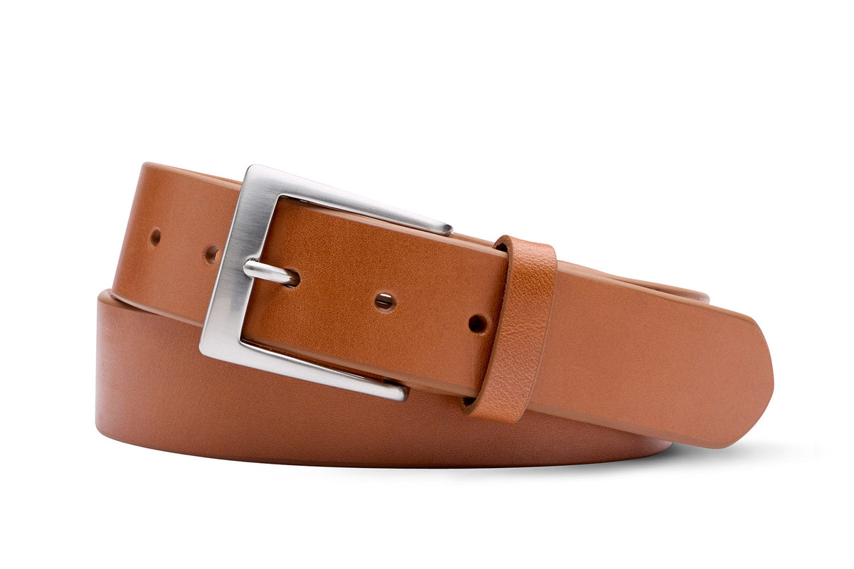 Extra-Long Venice Calf Belt with Brushed Nickel Buckle