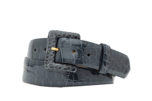 Glazed Alligator Belt with Covered Buckle