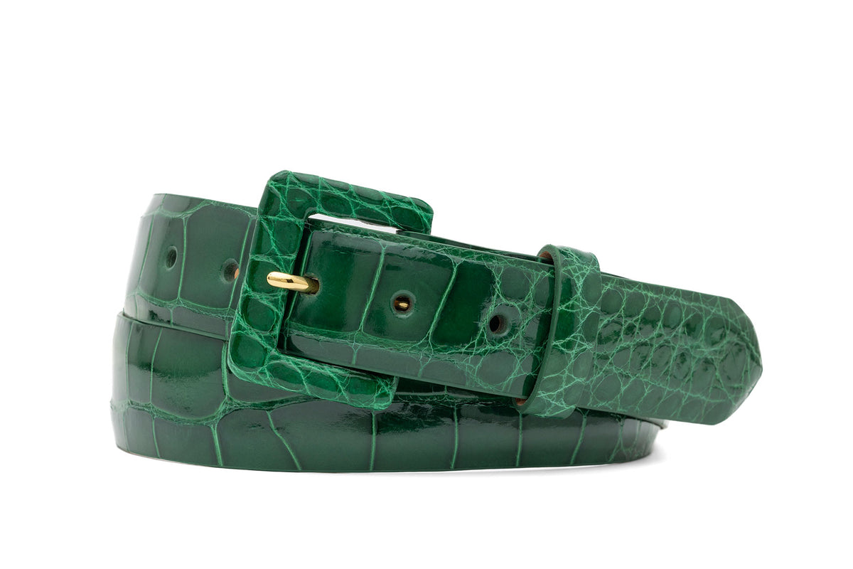 Glazed Alligator Belt with Covered Buckle