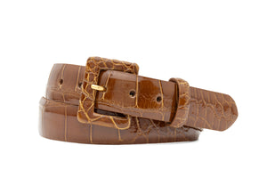 Glazed Alligator Belt with Covered Buckle