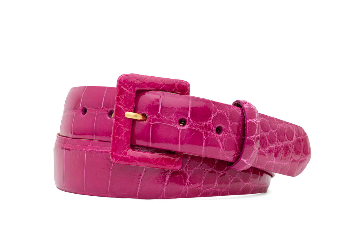 Glazed Alligator Belt with Covered Buckle