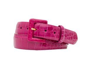 Glazed Alligator Belt with Covered Buckle