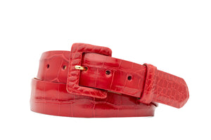 Glazed Alligator Belt with Covered Buckle