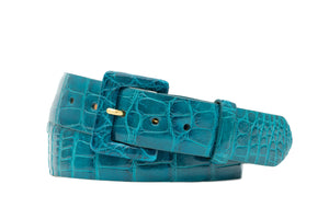 Glazed Alligator Belt with Covered Buckle