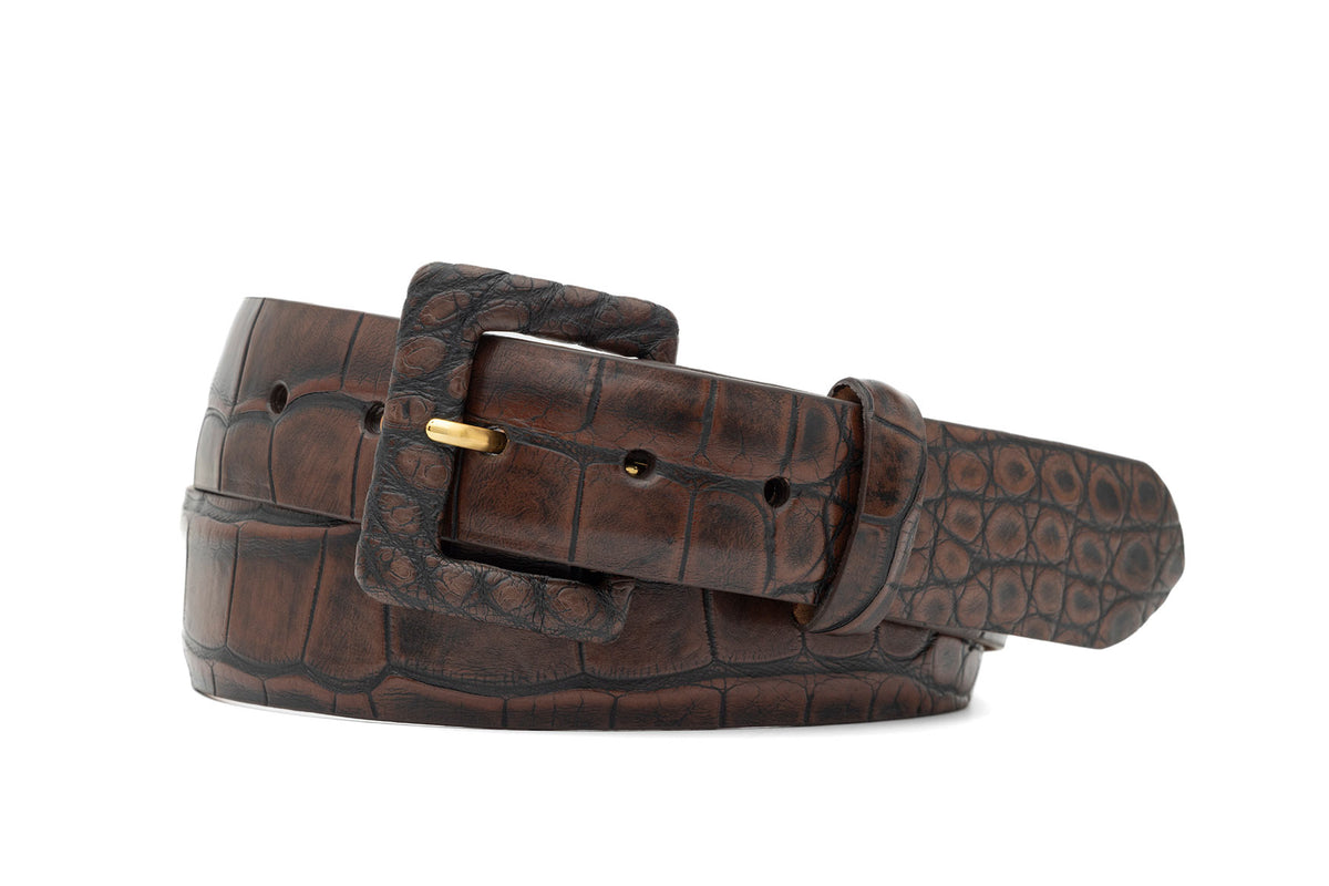Matte Alligator Belt with Covered Buckle