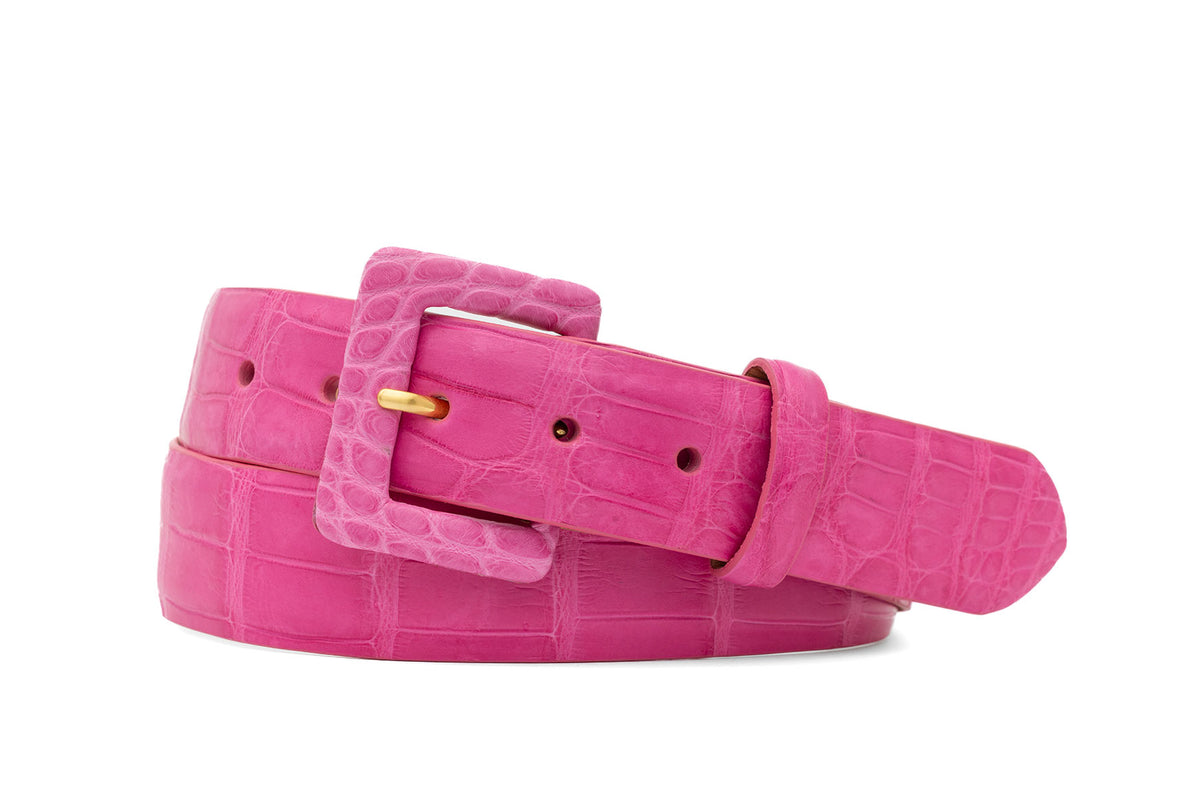 Matte Alligator Belt with Covered Buckle
